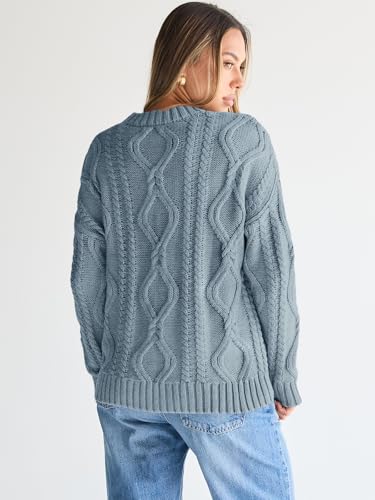 Image of Trendy Queen Women's Oversized Cable Knit Crewneck Sweaters