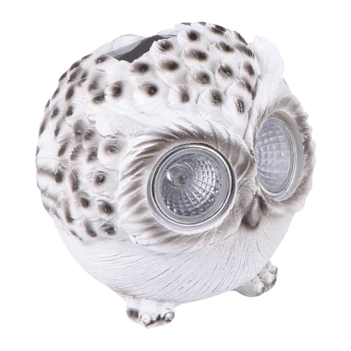 TOYANDONA Lampe Solaire Hibou LED en Résine Blanche, Veilleuse Décorative Extérieure, Ornement Lumineux pour Jardin, Pelouse et Patio, Éclairage Paysager...