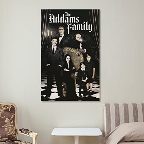 The Addams Family Vintage Horror Movie Posters Black And White Posters Cinema Garage Halloween Decor Canvas Wall Art Prints For Wall Decor Room Decor Bedroom Decor Gifts 24X36Inch(60X90Cm) Frame-Sty #TOP6