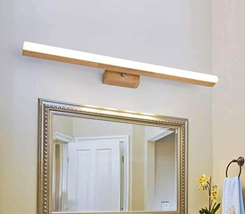 SHENGXUAN LED Lámpara de Espejo Madera Baño ajustable Impermeable Lámpara de espejo Lámpara de baño Tocador Antiniebla Maquillaje Espejo Luz de pared Luz de maquillaje Lámpara de pared (6000K,40CM)
