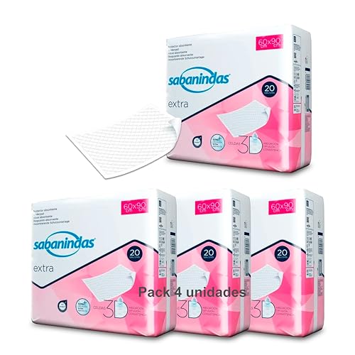 Empapador Sabanindas Extra 60X90 - Pack de 4 Unidades - 80 Unidades en Total