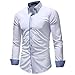 DGHM-JLMY Men's Dress Shirt Fashion Button Up Shirt Trend Slim Casual Long Sleeves Slim Fit Casual Contrast Button Down Shirt (White,XX-Large)