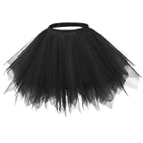 Ellames Women's Vintage 1950s Tutu Petticoat Ballet Bubble Dance Skirt Black 2XL