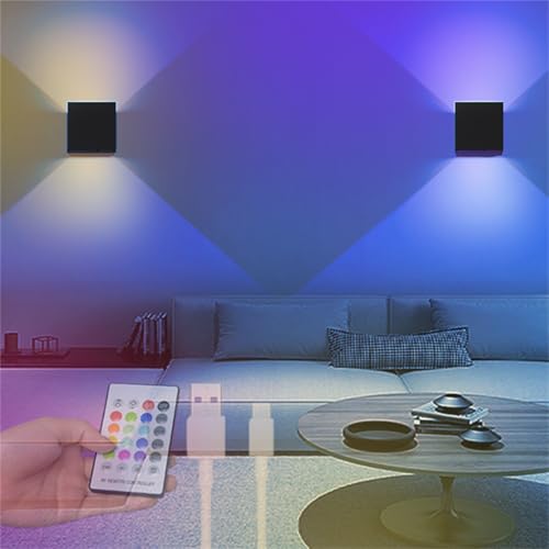 Luz de pared recargable USB con brillo regulable y mando a distancia para salones modernos