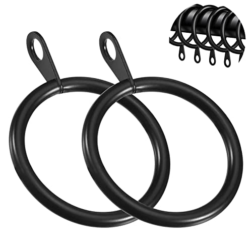 30 Anillos de Cortina de Metal Negro para Cortina de Cama, Cortina de Ducha, Cortina de Ventana (32 mm de diámetro Interior)