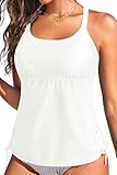 Holipick Womens Tankini Swim Top Only Tankini Bathing Suit Tops No Bottom White