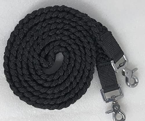 SHOWMEN CRAFT 8' Braided Cotton Rein for Horse Headstall with Snaps Soft and Durable Reins-Black by SHOWMEN CRAFT - Used condition - US$17.47