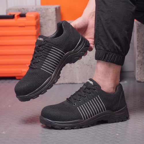 Image of FUEL Aqua Safety Shoes for Men | Lightweight Industrial Steel Toe Safety Shoe | Breathable Knitted Upper | Anti-Bacterial PU Sole | ISI Marked Work Shoes for Men