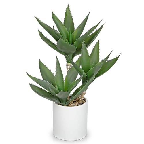 Hollyone Large Artificial Agave Plants Fake Three-Head Agave Succulent Plant