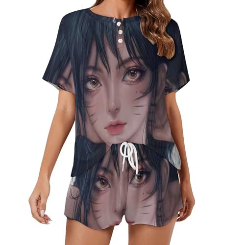 Pyjama chat fin anti-transpiration avec manches courtes pour nuits chaudes