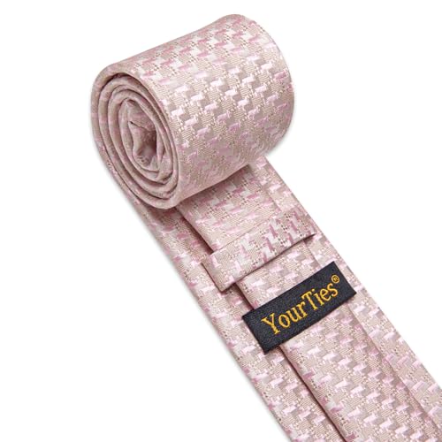 Image of YourTies Striped Ties for Men Classic Woven Silk Necktie with Handkerchief Cufflinks Set Formal Business Party Wedding