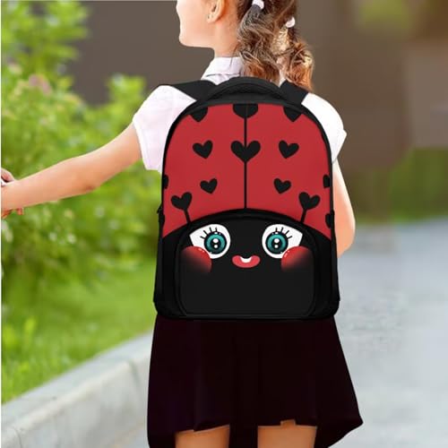 Cute Ladybug Backpack for Girls with Lunchbox Lightweight Toddler Bookbag Set with Pencil Case Casual Daypack Travel Bag 12" School Supplies Bag for Students2