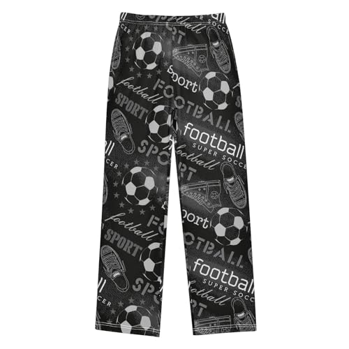 ZZXXB Football Sport Boys Long Pants Soft Trousers Elastic Waist Kids Lounge Bottoms with Pockets S-XL