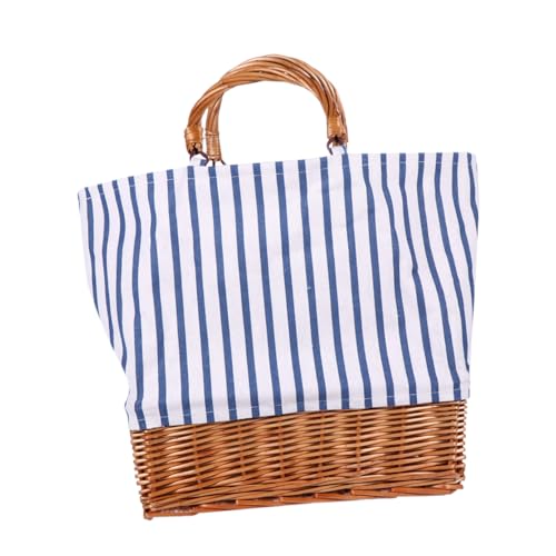 Sac cabas femme en toile de coton bleu UPKOCH grand fourre-tout