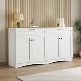 Photo Gallery merax mobile da cucina con 2 cassetti, 4 ante, credenza con ripiano regolabile, moderno armadietto a buffet, multiuso, con molto spazio, per soggiorno, sala da pranzo, 160 cm, bianco Photo Gallery merax mobile da cucina con 2 cassetti, 4 ante, credenza con ripiano regolabile, moderno armadietto a buffet, multiuso, con molto spazio, per soggiorno, sala da pranzo, 160 cm, bianco
