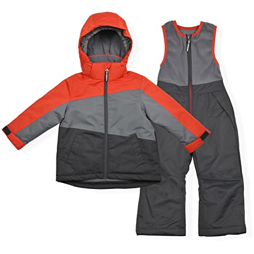 Image of Arctic Quest Boys' Bib Snow Pants and Ski Jacket Water-Resistant Snowsuit For Kids Winter Hooded Jacket, Bold Spice, 5-6