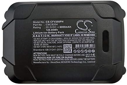 6000mAh/20.0V Battery Compatible with Craftsman MCK210C2, MCS300B, V20 Axial Blower, V20 Brushless WEEDWACKER Strin, V20 Cordless Axial Blower, fit P/N: CMCB204, CMCB205, CMCB204-2