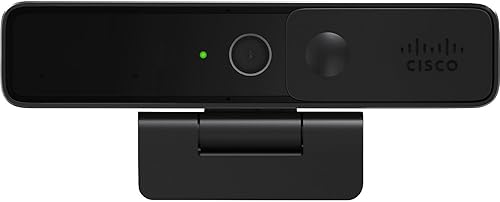 CISCO DESIGNED Cámara de escritorio Cisco 4K en negro carbón con video Ultra HD de hasta 4K, micrófonos duales, rendimiento con poca luz, garantía