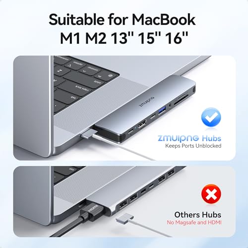Image of USB C Hub Adapter for MacBook Pro Air 2022 2021 2020 2019 Docking Station for MacBook M1 M2 USB C to HDMI Mac Accessories Multiport Dongle with 4K HDMI USB 3.0 SD TF Thunderbolt 3 USB-C Port Type C
