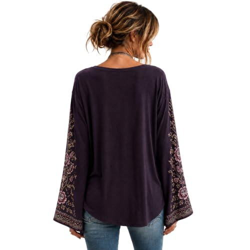 Womens Halloween Shirts Vintage Skeleton Bell Sleeve Crew Neck Top - image 6
