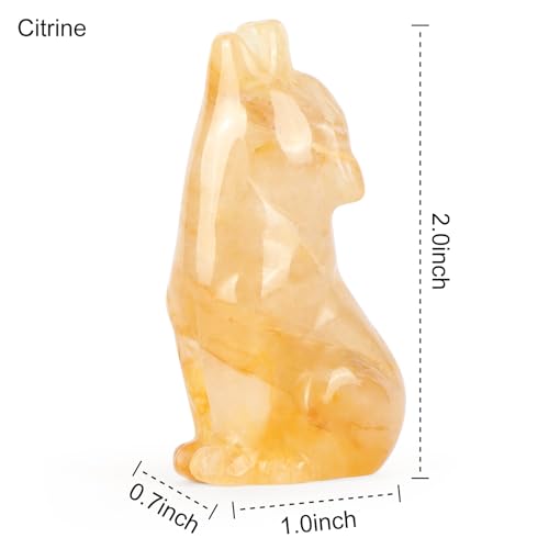 Estatua de Lobo Citrino 2" Figura de Cristal Natural miniatura 4