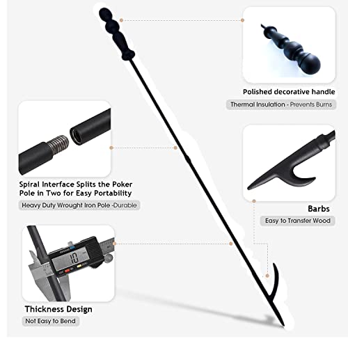 Shangxi-Handcraft Heavy Duty 32 Inch Fireplace Poker Campfire Sticks And 25 Inch Fireplace Tongs Log Grabber Fire Pit Accessories For Outside Fireplace Campfire Tools Set #TOP2