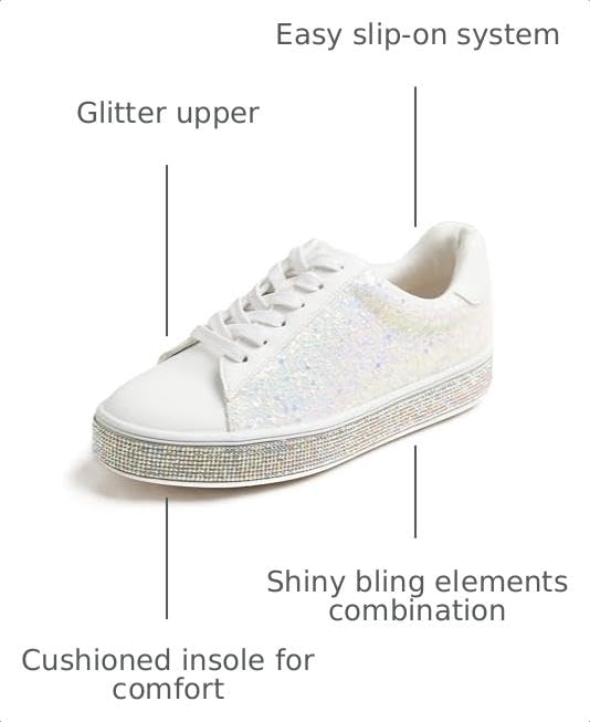 Image of FEVERSOLE Women's Fashion Sparkle Platform Rhinestone Party Holiday Wedding Sneakers