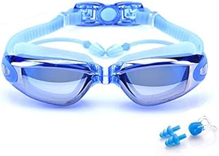 BEEWAY Swimming Goggles, Swim Goggles attached Ear Plugs for Adult Men Women And Kids 8+ - No Leaking, Anti Fog, UV Protection - Free Storage Case, Nose Clip and Earplugs