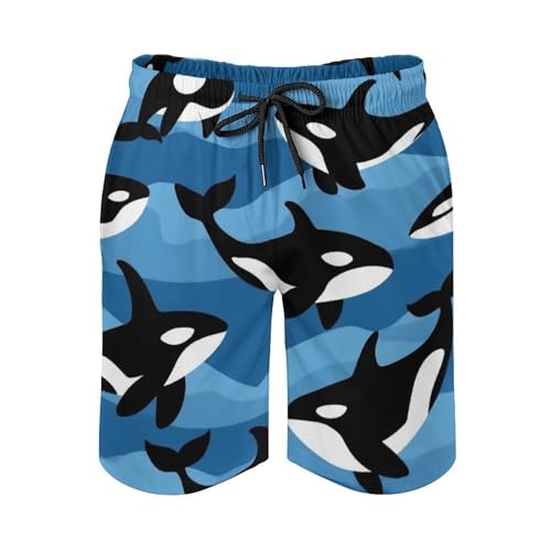 Men's Beach Swimwear with Pocket, Drawstring Swim Shorts with Mesh Lining Soft Quick Dry Swimming Trunks