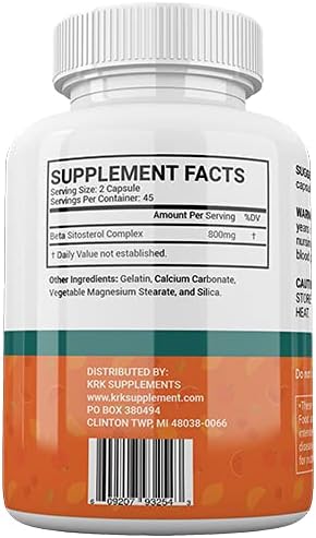 Miniatura 4 de 1 botella de beta sitosterol 800mg por porción 90 cápsulas de apoyo para la próstata