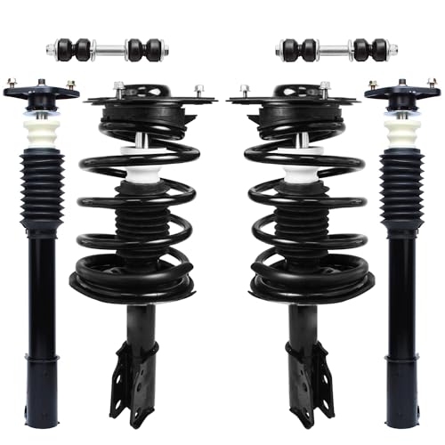 Image of Detroit Axle - 6pc Front and Rear Strut & Coil Spring Assemblies w /Front Sway Bar Links Replacement for 91-99 Buick LeSabre - [90-99 Pontiac Bonneville] - 91-96 Olds 98 - [91-93 Cadillac Deville]