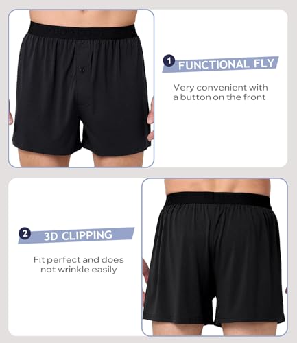 Image of BAMBOO COOL Mens Underwear Boxers Moisture-wicking and Cool Men's Boxer Shorts Loose Fit Super Soft 4 Pack