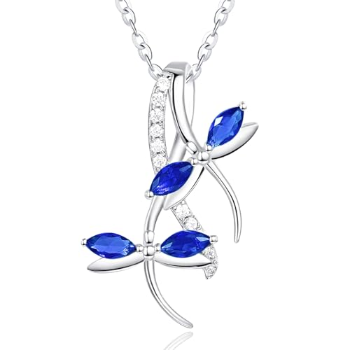 Dragonfly Necklaces for Women Anniversary Birthday Gift for Wife Daughter Exquisite White Gold Jewelry with Birthstone Pendant Necklaces - Main Image