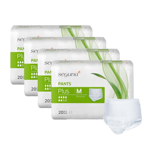 SEGUNA Pants Plus, 4 x 20 Stück, Gr. M, Inkontinenz Pants, Windelhosen für Erwachsene, Frauen, Männer, Inkontinenzhosen bei Blasenschwäche