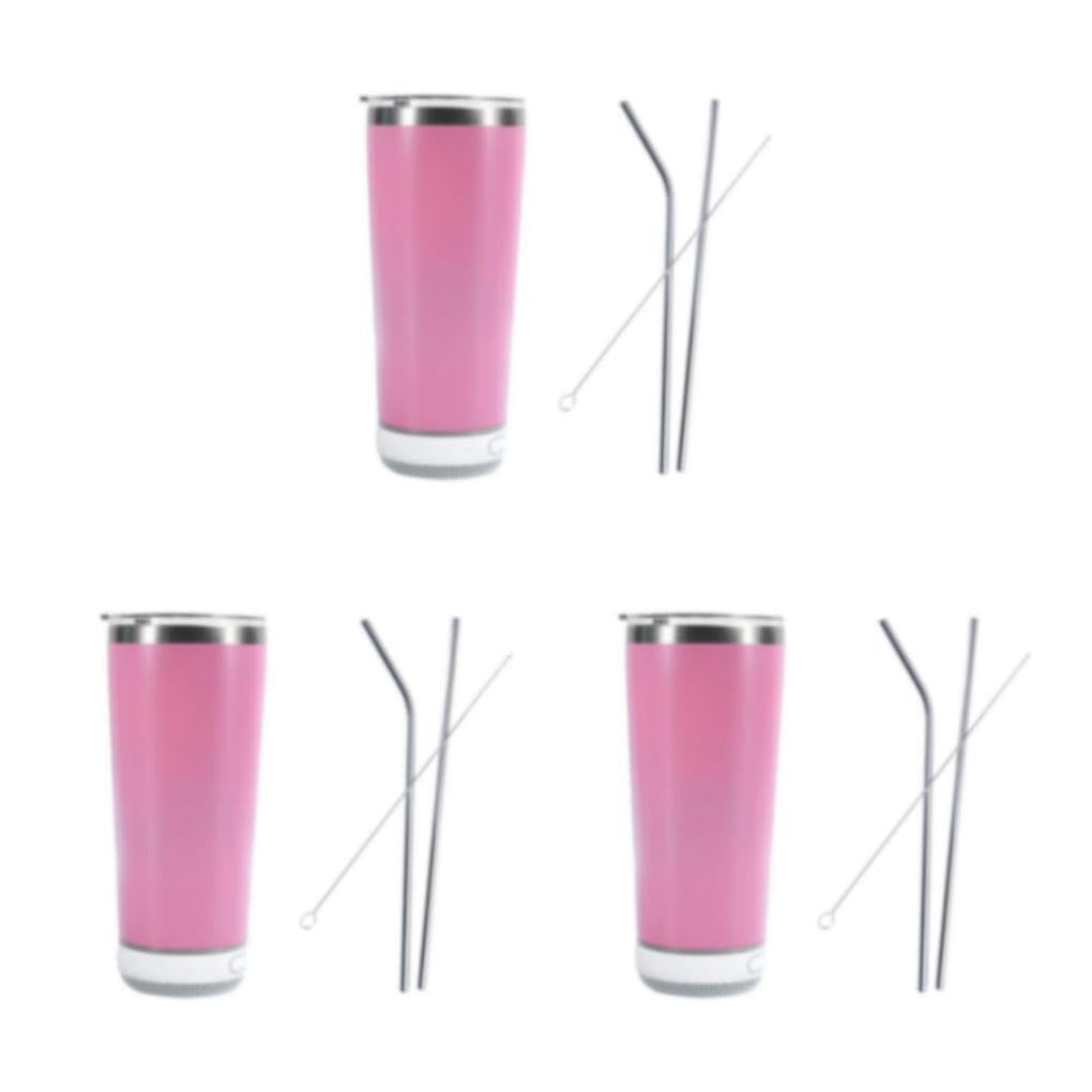 3 Juegos de Vaso con altavoz de música Bluetooth, acero inoxidable 304 de calidad alimentaria, inodoro y libre de contaminación, vaso con textura de gama, color rosa
