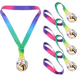 Toyvian 5 Piezas Premios para Niña de Voleibol en Aleación con Diseño Hueco Elegante y Cinta de Poliéster para Torneos y Competencias Deportivas