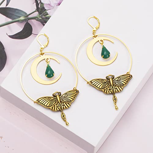 Handmade The Luna Moth Drops Earrings,Halloween Earrings,Goth Earring,Witchy Jewelry,Gothic Earrings Halloween Gifts2