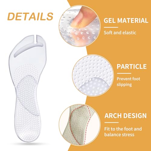 Image of SooGree 2 Pairs Gel Arch Support Cushion Insoles Adhesive Silicone Flip Flop Thong Inserts Invisible Slim Inserts Pain Relief Anti-Slip Shock Absorption Plantar Fasciitis