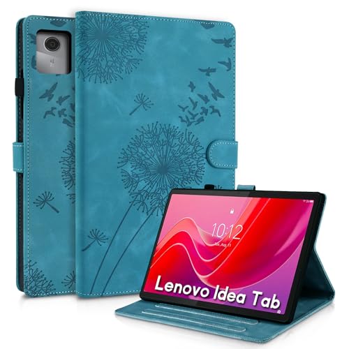 Rostsant Hülle für Lenovo Idea Tab 11 Zoll Tablet 2025 Löwenzahn PU Leder Flip Hülle Brieftasche Tasche Hülle Magnetisch Hülle für Lenovo Idea Tab 11 Zoll Tablet 2025 TB-336ZU TB-336FU Blau
