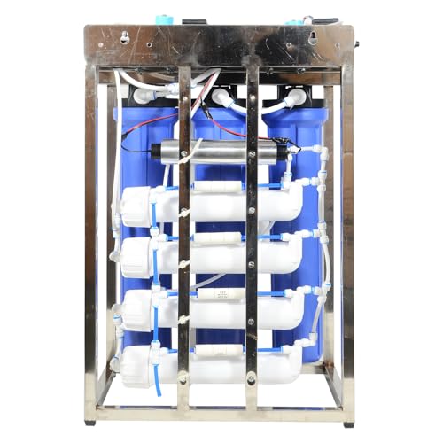 Image of PurePlus 50 LPH Commercial RO + UV Protection Water Purifier Plant with TDS Adjuste Blue Stainless steel Body Full Automatic
