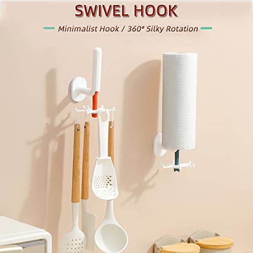 4Pcs Hanging Utensil Holder Hooks, 360 ° Rotation Folding Kitchen Utensil Rack Hooks Hanger, With 8 Transparent Adhesive Pads, For Kitchen Utensils/Tools/Towel/Knife & Bathroom Cabinet (Orange, Blue) #TOP3