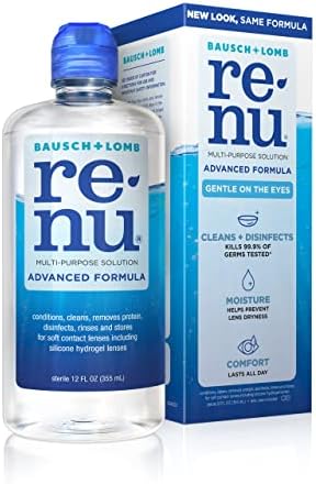 Renu Contact Lens Solution by Multi Purpose Disinfectant Advanced Formula Kills 99.9% Germs, 12 Fl Oz