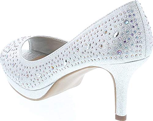 CITYCLASSIFIED Comfort Soft Foam Peep Toe Glitter Rhinestones, High Heel Dress Pump3