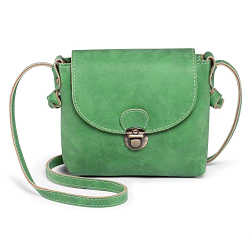 LaRechor Petit Sac Bandouliere Femme, Petit Sac a Main de Verrouillage Antivol - Retro Mini Sacs Bandoulière Femme, PU Cuir, Vert
