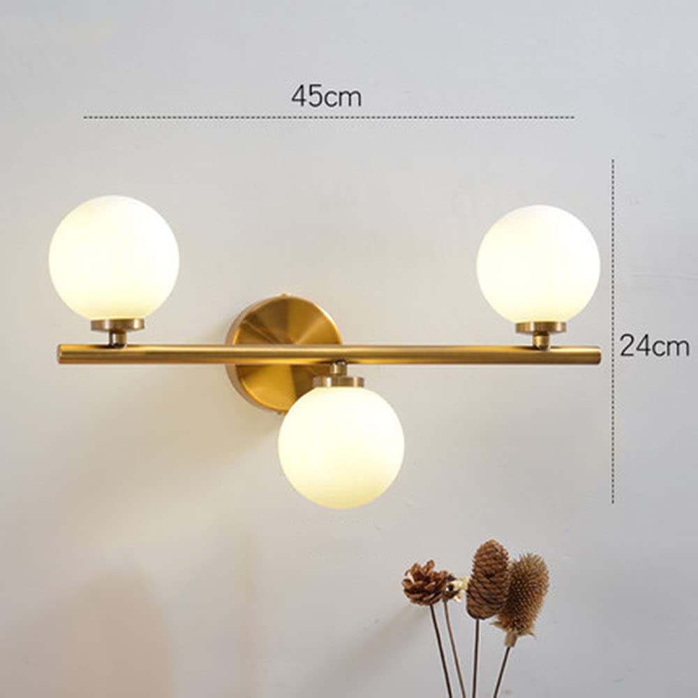 Kinkiet ze szklanymi kulami, nordycki salon, oświetlenie korytarza przy łóżku nocnym, lustrzana lampa przednia, pojedyncza głowica, podwójna głowica, trzy głowice
