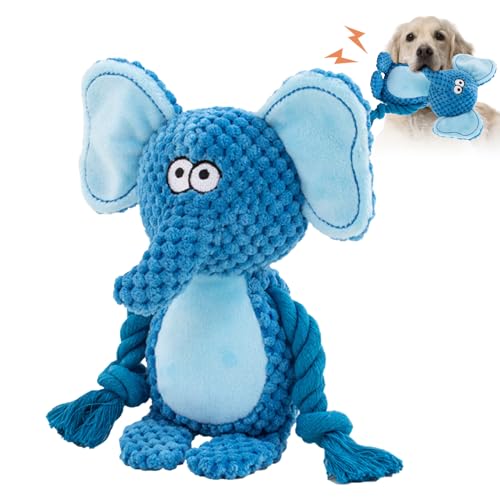 Canplus 犬 噛むおもちゃ 音が出る ぬいぐるみ 知育玩具 音が鳴る ストレス解消 運動不足 歯磨き 頑丈 プレゼント 噛んでも壊れない犬おもちゃ 好奇心を刺激 大型犬 小型犬 子犬 (ゾウーブル)
