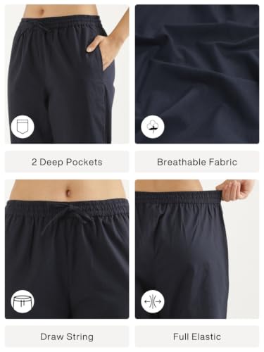 Image of SAADAA Cotton Straight Pants for Women | Breathable Everyday Wear Trousers | Drawstring, Deep Pockets & Elastic Waistband | Casual & Comfortable Fit