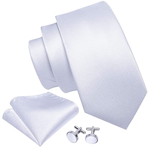 Image of Barry.Wang Plain Men Silk Ties Extra Long Satin Necktie for Wedding Business Handkerchief Cufflinks Set Solid Colors
