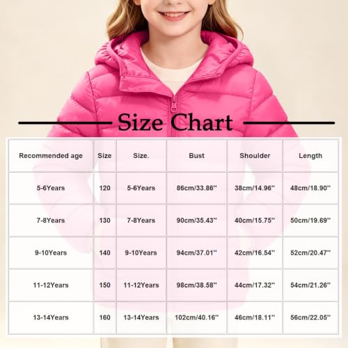 Girls Winter Jackets Girls Winter Coat with Hood Warm Lightweight Puffer Quilted Jacket for Kids Ropa para Niñas De 11 Años Ropa para Niñas De 10 Años Red 5-6Years - image 4