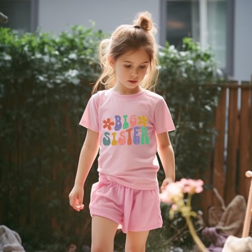 Image of Big Sister Announcement T Shirt Toddler Girls Promoted to Big Sister Tees Outfits 1-7 Years